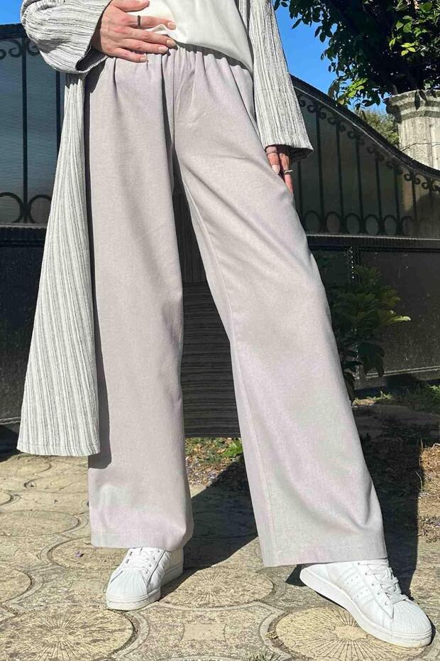 Gri Keten Pantolon - 2