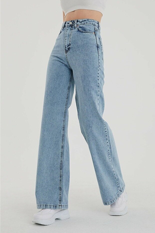 Snow Wash Casual Jeans Jean Blue Snow Lycra Palazzo