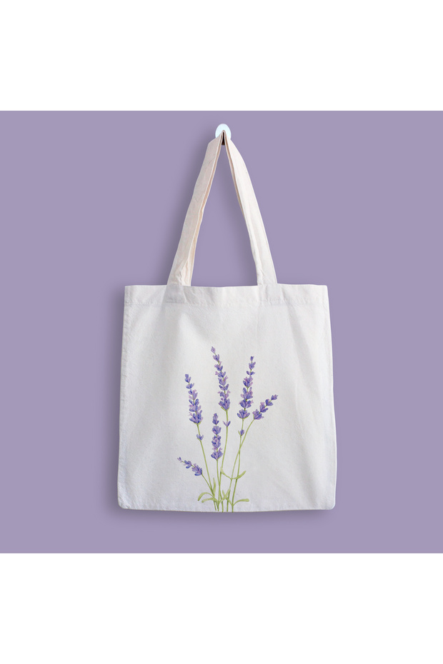 Lavender Flower Printed Cloth Bag