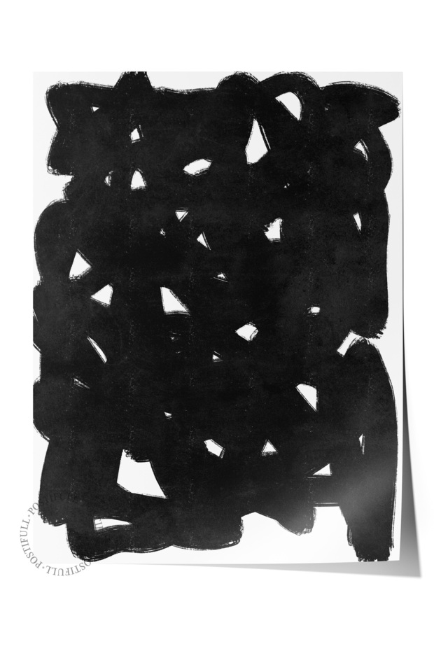Black and White Abstract Themed Wall Poster, Modern Frameless Poster - Bedroom, Living Room Wall Decor