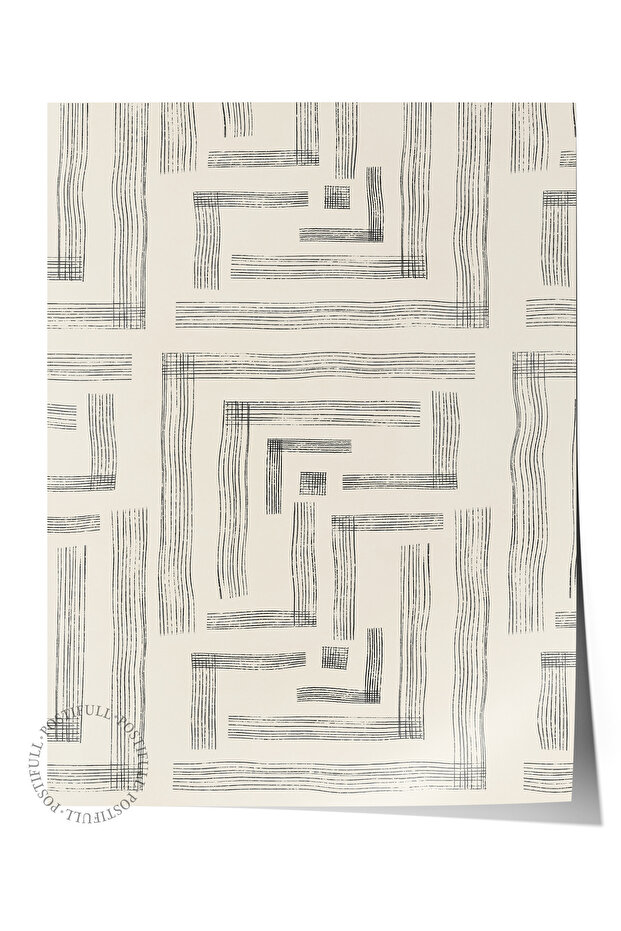 Black and White Abstract Themed Wall Poster, Modern Frameless Poster - Bedroom, Living Room Wall Decor