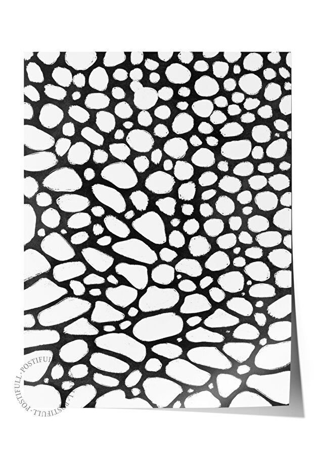 Black and White Abstract Themed Wall Poster, Modern Frameless Poster - Bedroom, Living Room Wall Decor