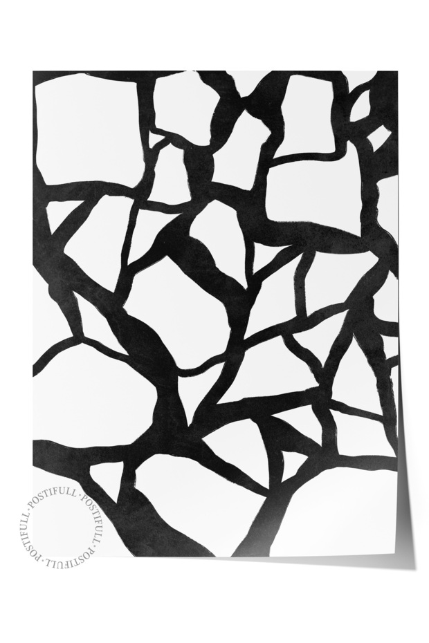 Black and White Abstract Themed Wall Poster, Modern Frameless Poster - Bedroom, Living Room Wall Decor