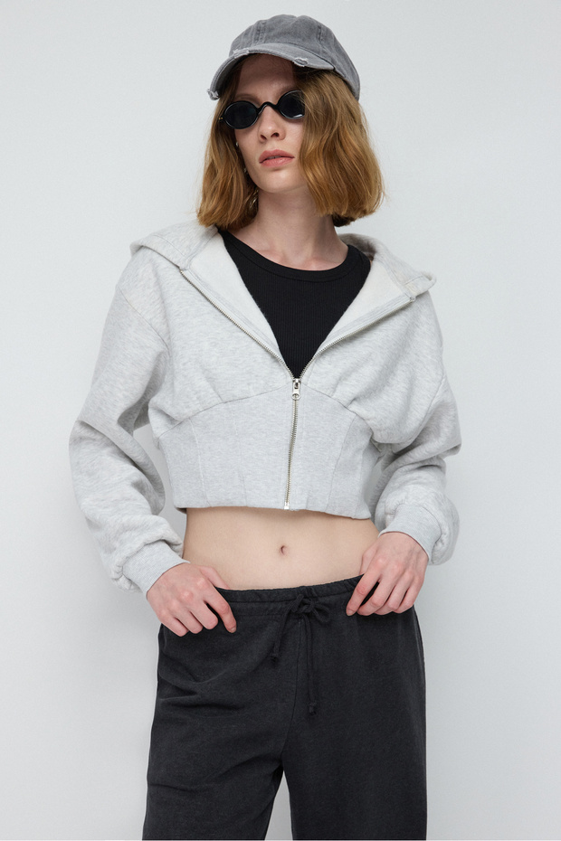 Zippered Hooded Sweatshirt