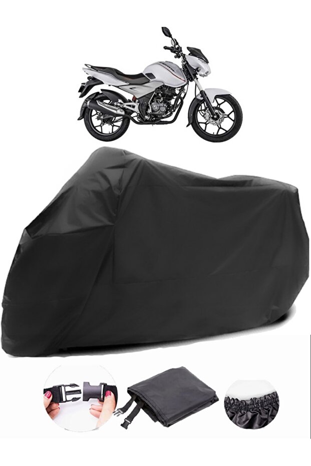 Black Bajaj Discover 125 Rear Bag Compatible Tarpaulin Motorcycle Tarpaulin (Lock Compatible)
