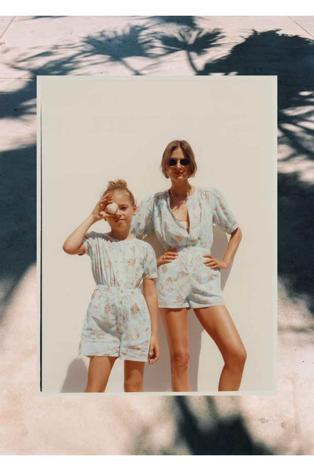 Desenli şort tulum - 1