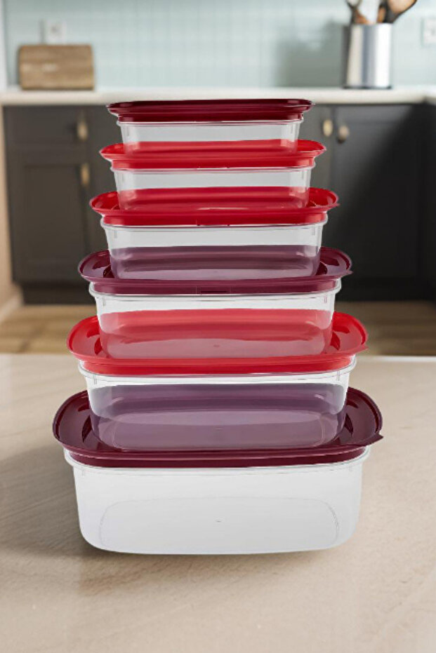 Set of 6 Red Storage Containers - Rectangular Containers - 3