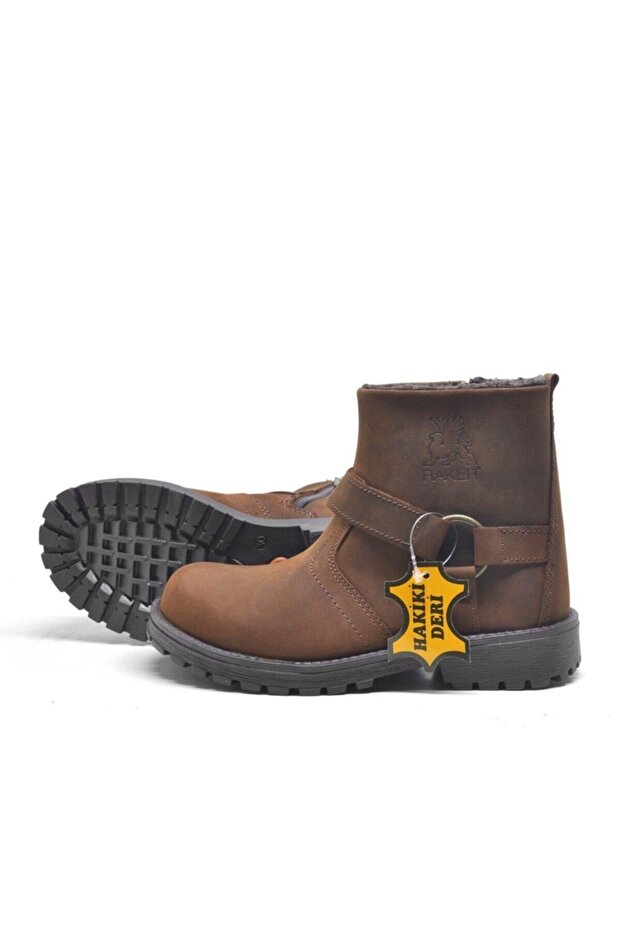 Genuine Leather Boy's Fur Lined Boots