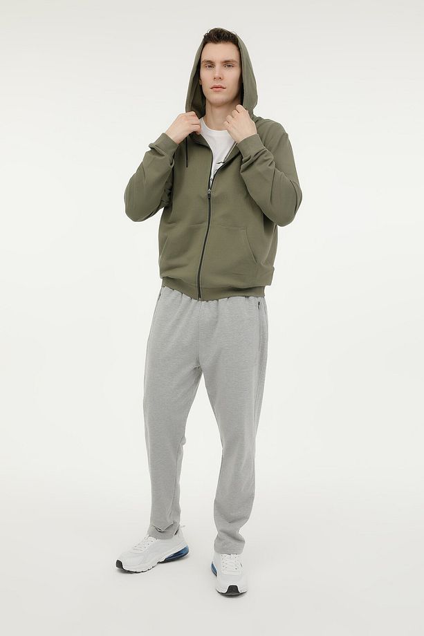 M-SN72 BASIC FULL ZIP HOO Haki Erkek Eşofman Üstü - 5