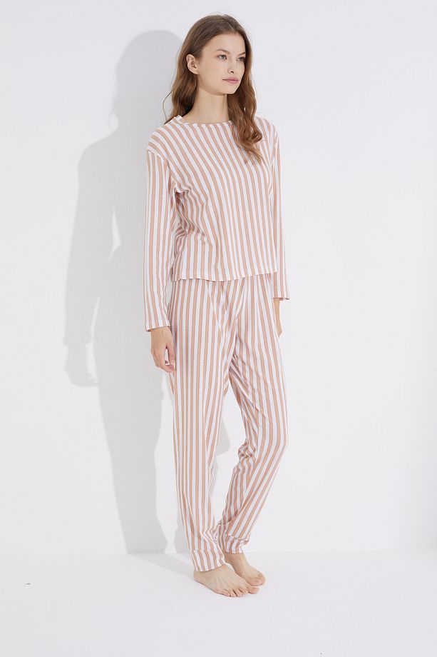vizon beyaz Jogger Örme Pijama Takım - 2
