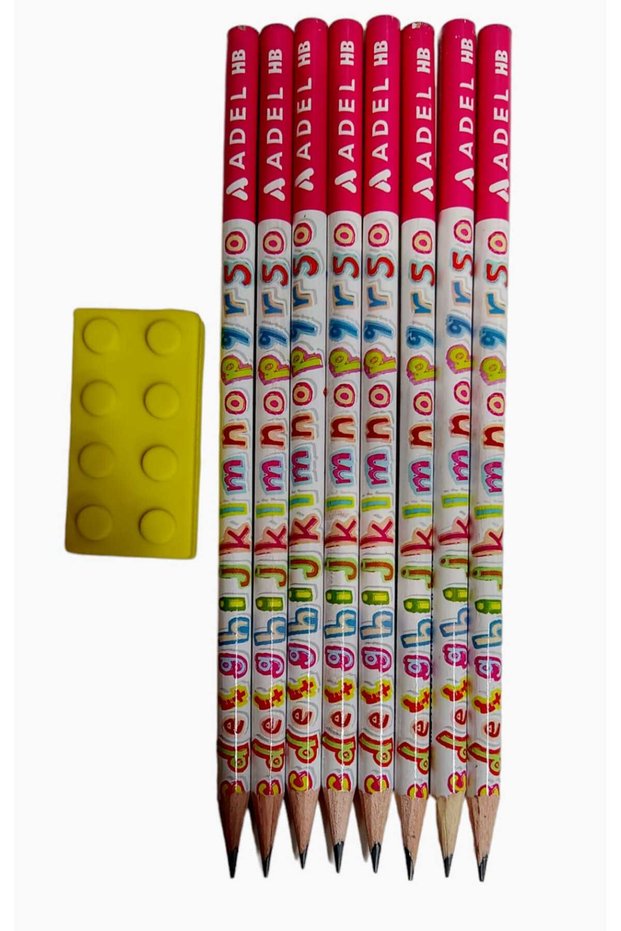 Adel Letters Pencil and Building Toy Eraser Set 9 Pieces