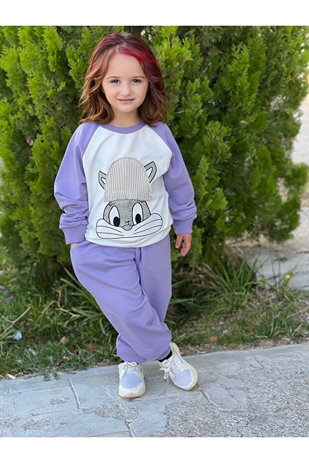 طقم بناتي بنمط أرنب - 1