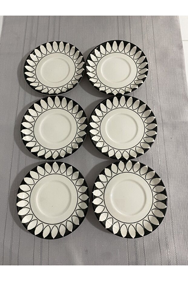 Siyah elips model 6 adet çay tabağı - 4