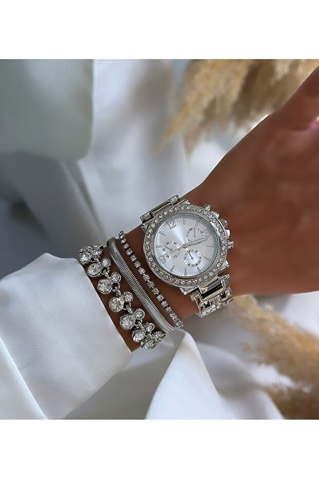 Gümüş Taşlı Saat - 1