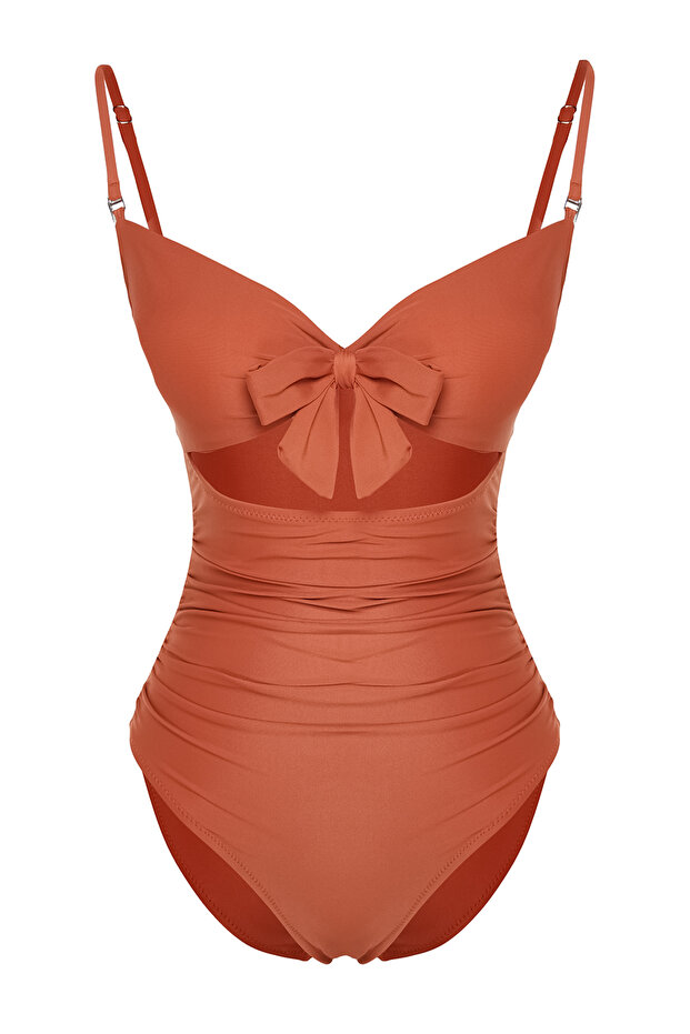 Kiremit Cut Out Detaylı Straplez Kaplı Regular Mayo TBESS22MA0001 - 7