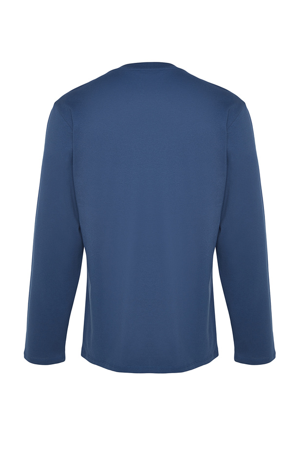 Gri-Indigo 2'li Paket %100 Pamuklu Uzun Kol Regular/Normal Kesim Basic T-Shirt TMNAW24TS00001 - 6