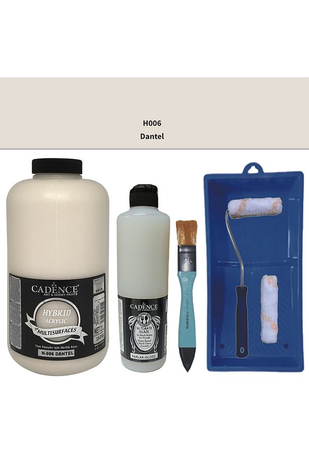 Mobilya Boyası-Cadence Multisurface H-006 Dantel 2Lt Ultimate Parlak Vernik 500Ml Saten Rulo Set - 1