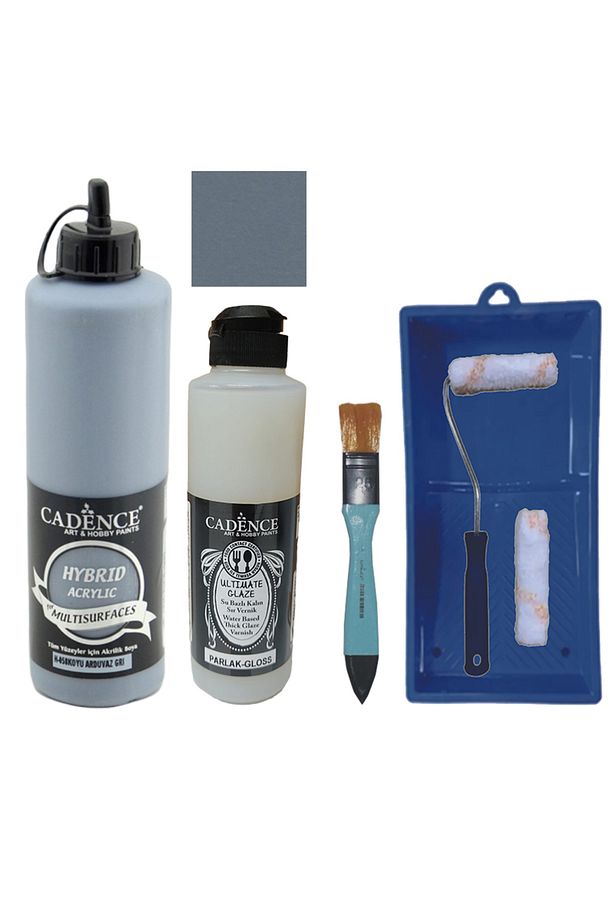 Mobilya Boyası-Cadence Multisurface H-058 K.ArduvazGri 500Ml Ultimate Vernik Parlak 250Ml SatRuloSet - 1