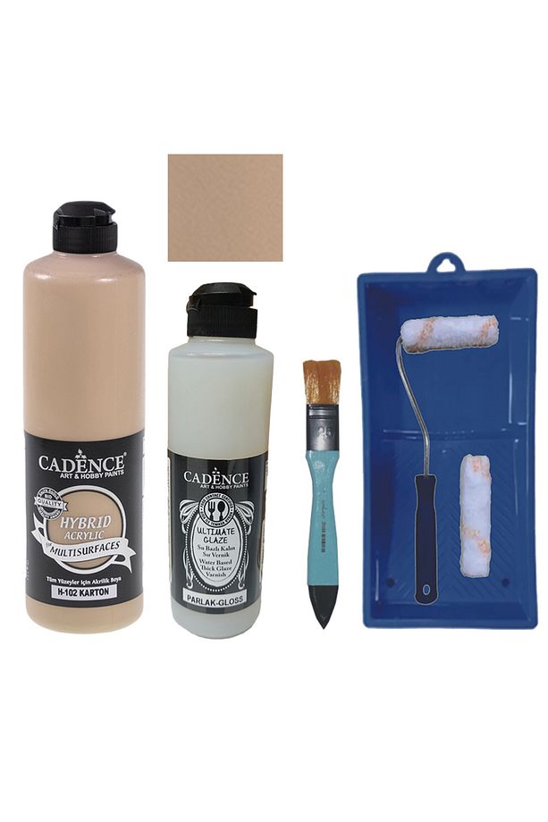 Mobilya Boyası-Cadence Multisurface H-102 Karton 500Ml Ultimate Vernik Parlak 250Ml Saten Rulo Set - 1