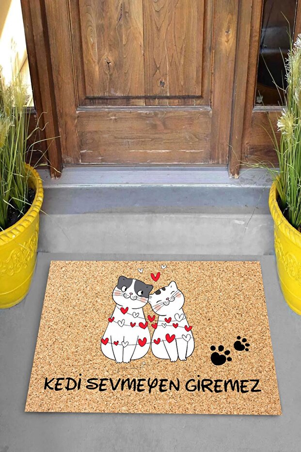 Cat Patterned Digital Printed Door Mat That Doesn't Like and Can't Enter - 2