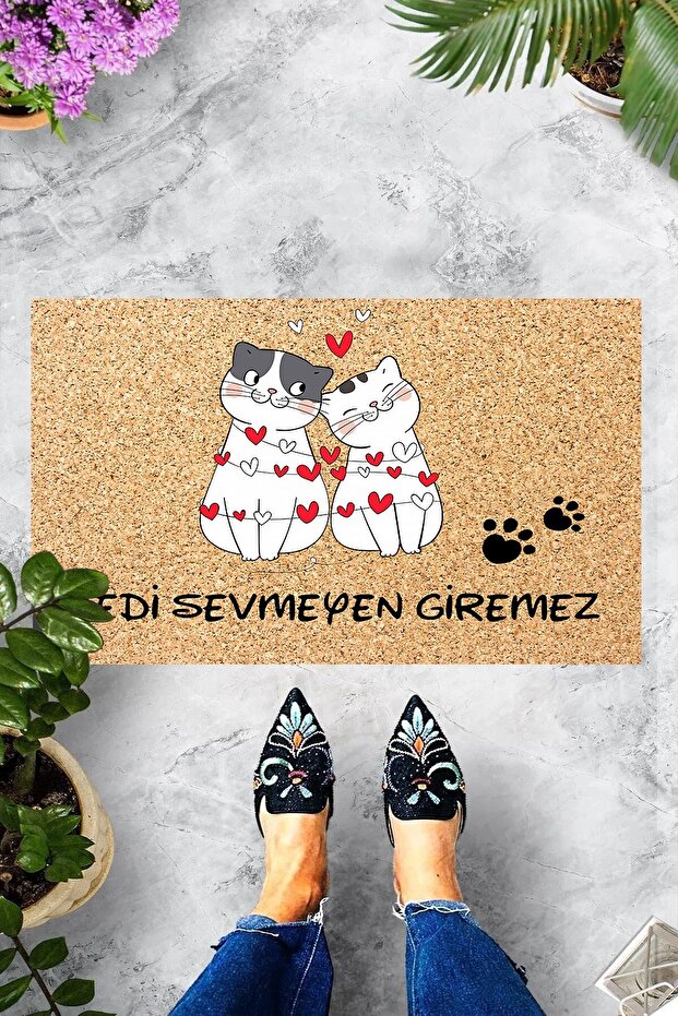 Cat Patterned Digital Printed Door Mat That Doesn't Like and Can't Enter - 1