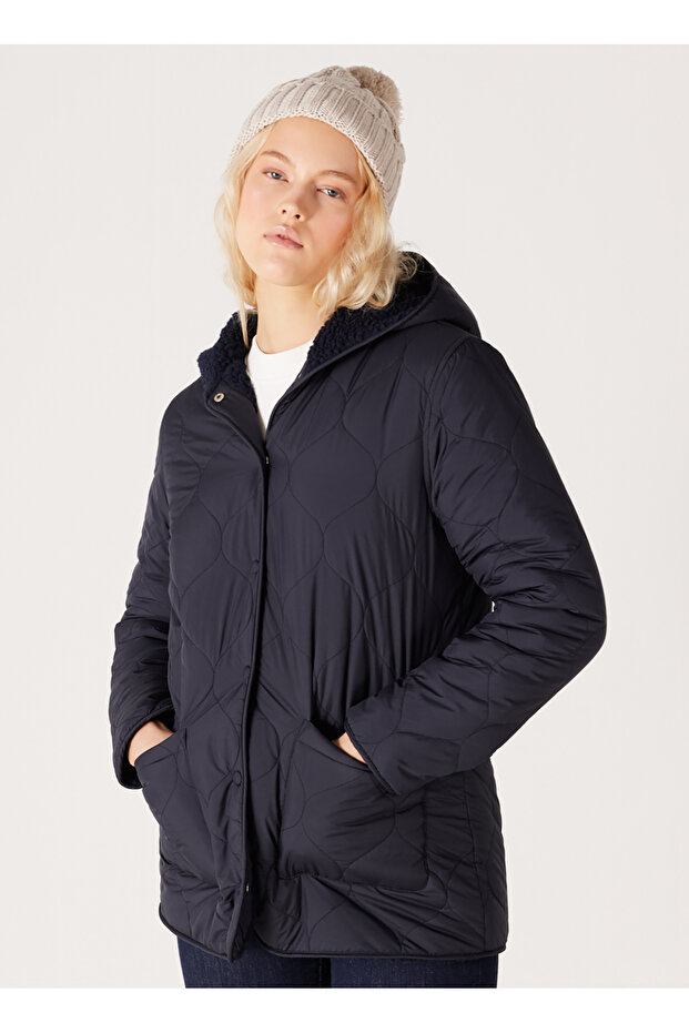 Navy Blue Women's Coat W232275410-Navy Blue