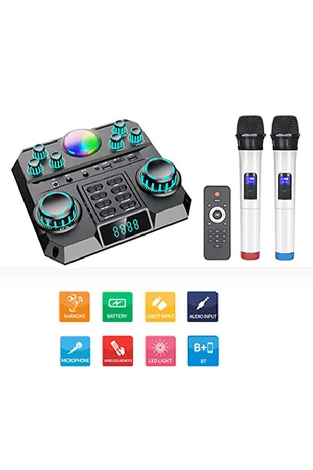 NDR-8888 BÜYÜK BOY BLUETOOTH HOPARLÖR ÇİFT MİKROFONLU TEKERLEKLİ KABLOSUZ SPEAKER TOPLANTI ANFİ - 7