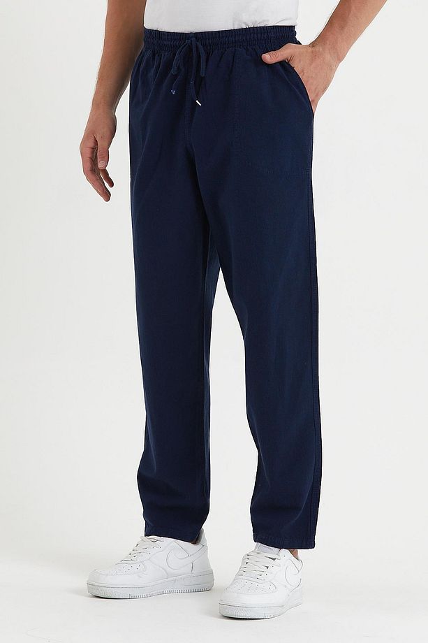 Erkek Lacivert Basic Relaxed Fit Jogger Pantolon - 2