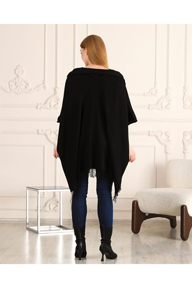 BLUZ ŞEKLİNDE TRİKO PANÇO - 1