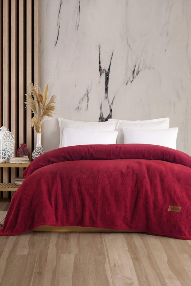 Monica Claret Red Double Luxury Blanket