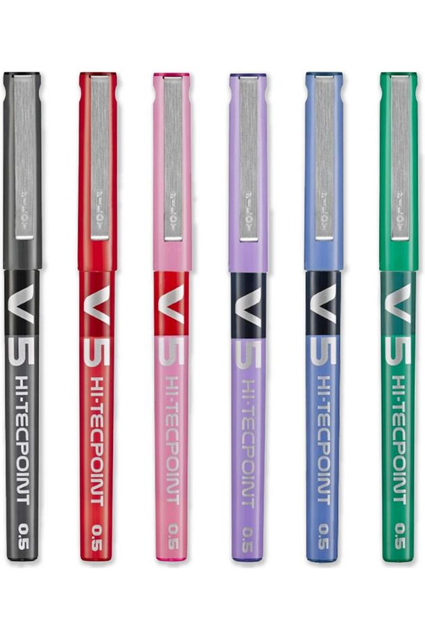 PİLOT V5 Hİ-TECPOİNT 0.5 MM SIVI MÜREKKEPLİ ROLLERBALL KALEM – 6 RENK SET - 1