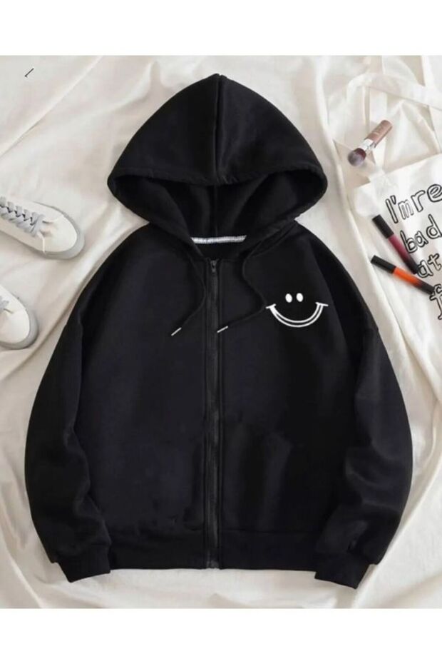Black Smile Printed Girl/Boy Cardigan