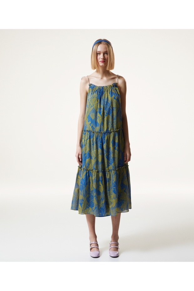 Leaf Pattern Strappy Dress - 2