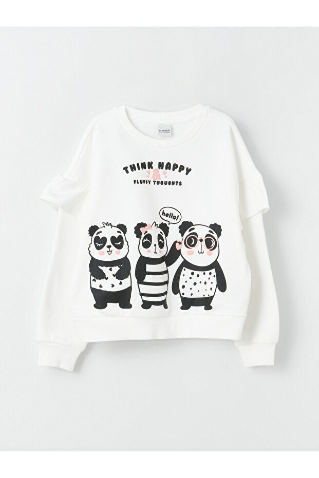 Crew Neck - Girl's Printed Long Sleeve Sweatshirt