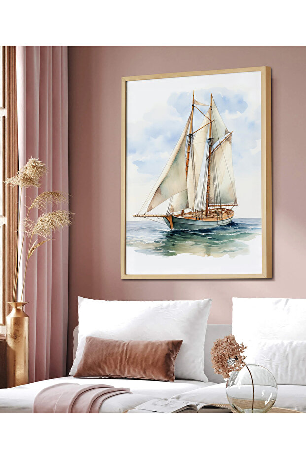 Framed Single Painting Sailboat Series Classic Poster Painting Tk/130
