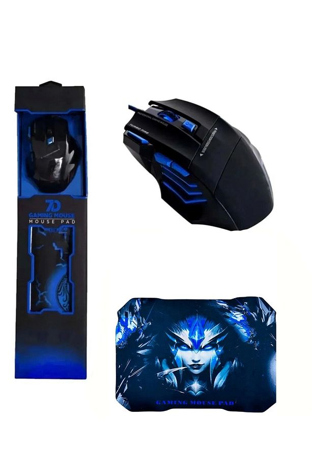 3200dpi Usb Kablolu Kırmızı Siyah Gaming Optik Mouse Pad Hediyeli - 1
