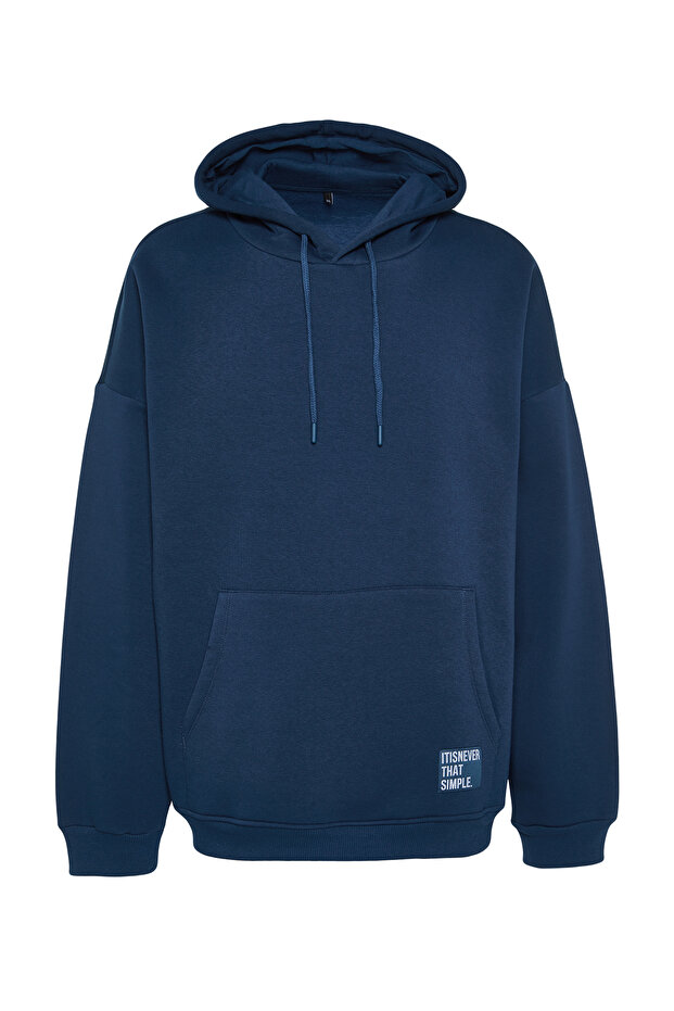 Bluza z kapturem z polaru w kolorze indygo w dużym rozmiarze - TMNAW24AO00000 - 6