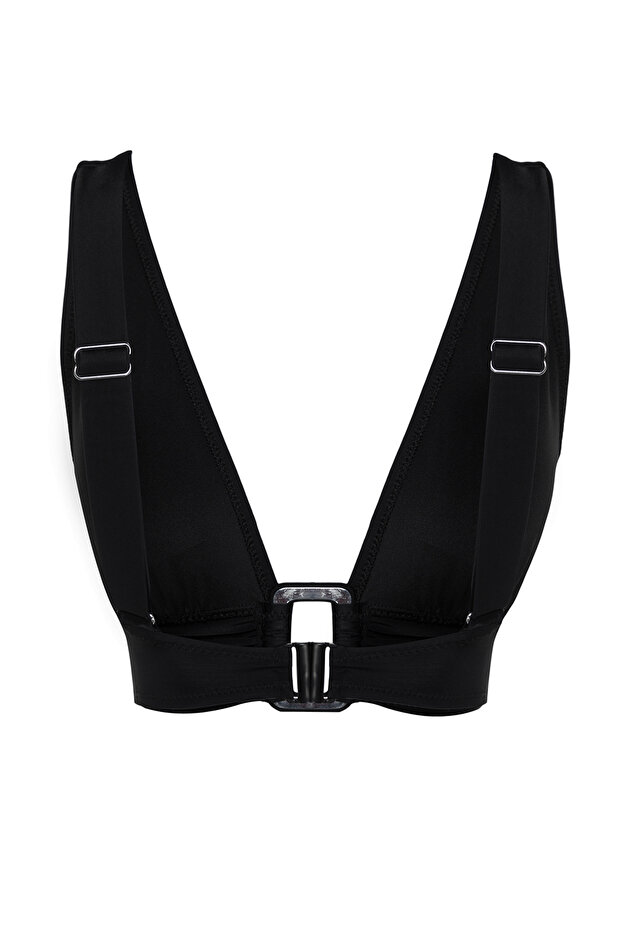 Siyah Aksesuarlı Üçgen Kaplı Bikini Üstü TBESS24BU00035 - 8