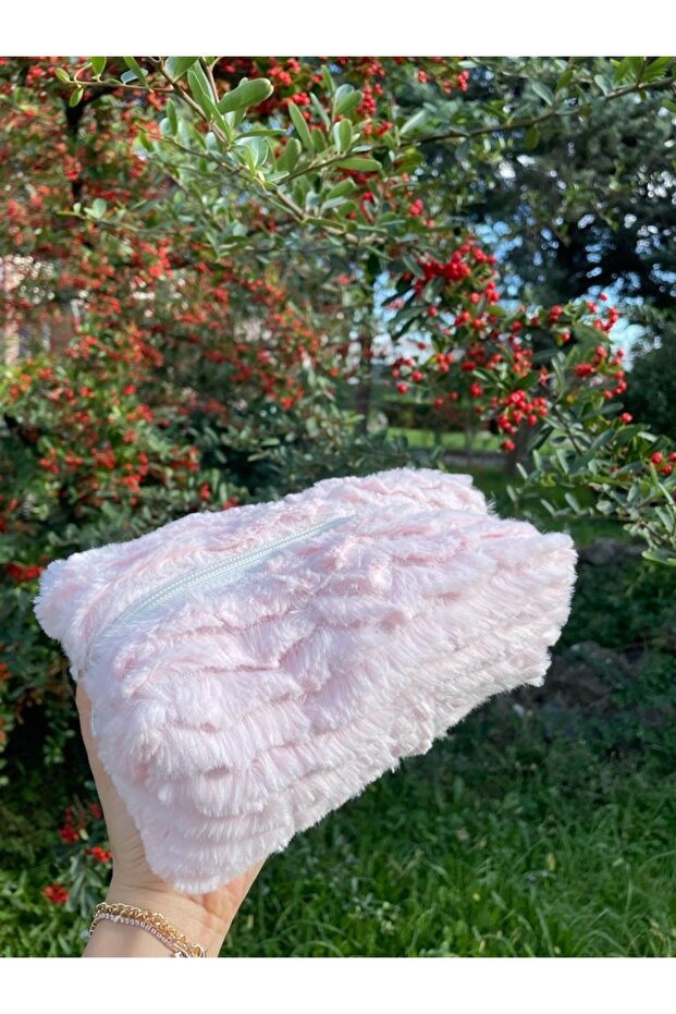 حقيبة مكياج وردية منتفخة - 5