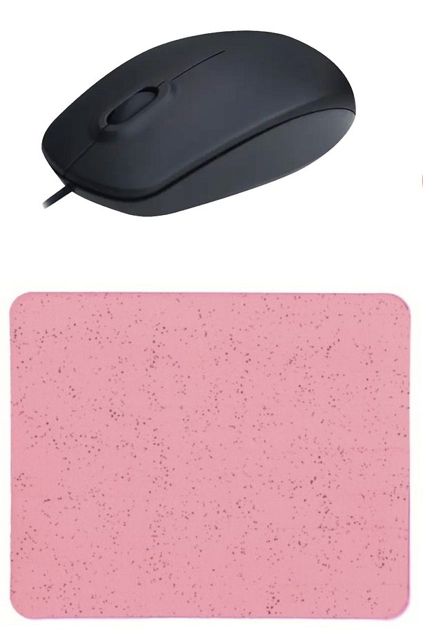 Pembe Mouse Pad +Kablolu Mouse Bilgisayar Faresi Notebook PC Windows XP 7 10 11 Mac Uyumlu Mause - 1