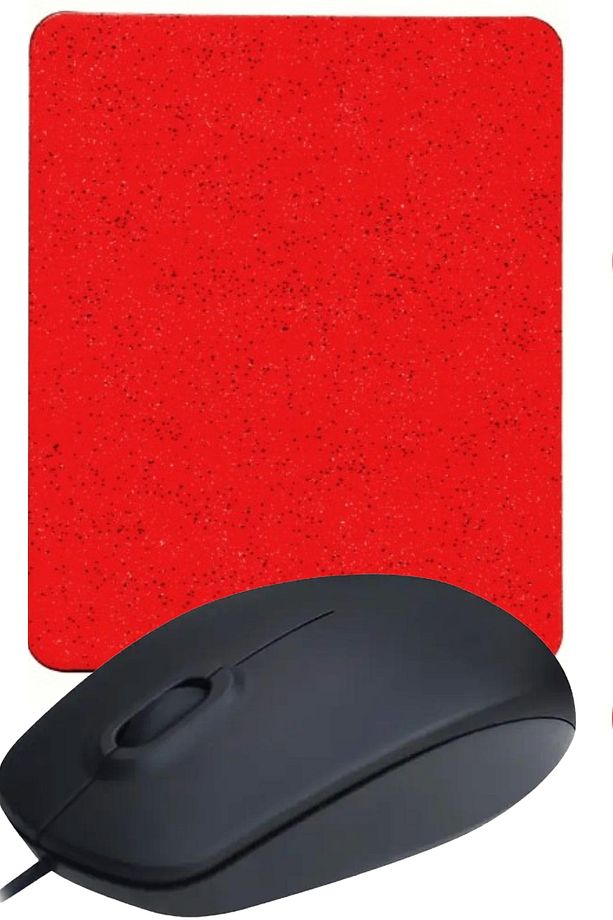 Kırmızı Mouse Pad+ Kablolu Mouse Bilgisayar Faresi Notebook PC Windows XP 7 10 11 Mac Uyumlu Mause - 2