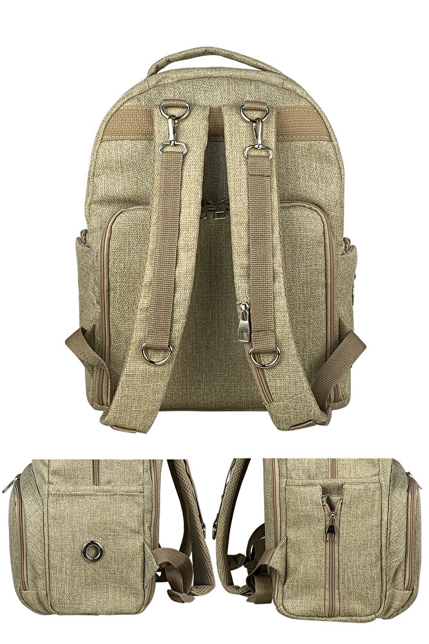 Duo Bej Backpack For Mothers Anne Bebek Bakım Sırt Çantası - 3