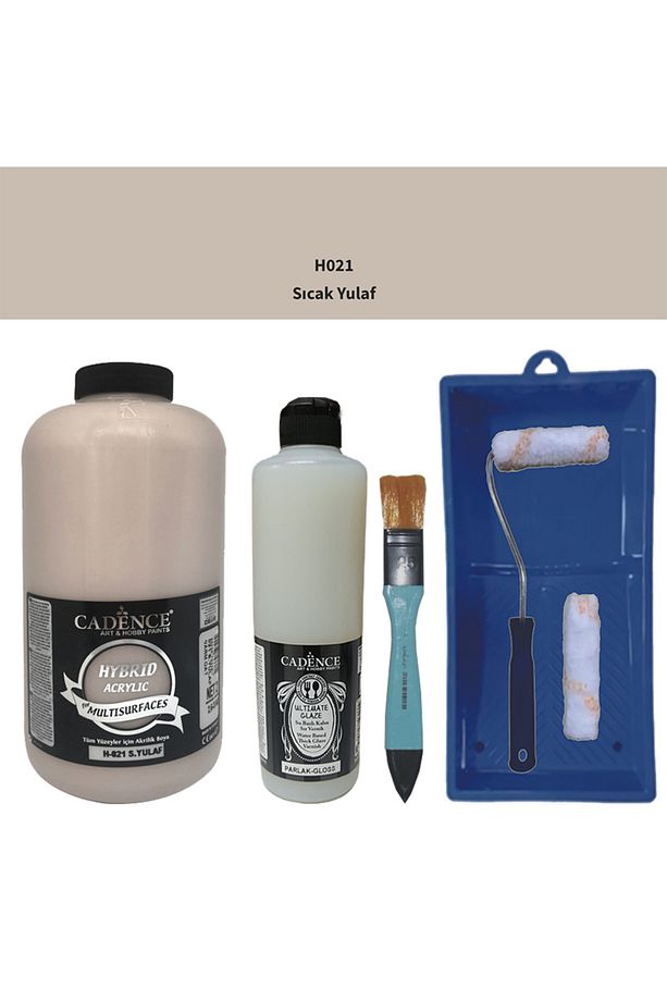 Mobilya Boyası-Cadence Multisurface H-021 S. Yulaf 2Lt Ultimate Parlak Vernik 500Ml Saten Rulo Set - 1