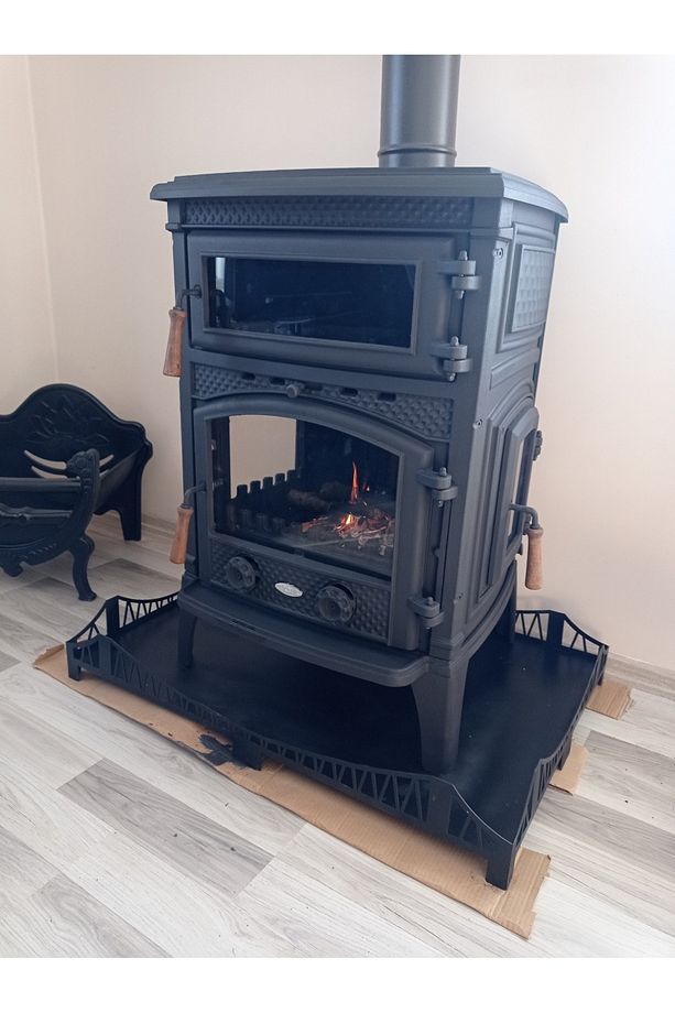 Lüks Sirius Dik Fırınlı Camlı Kuzine Döküm Odun Sobası - 4