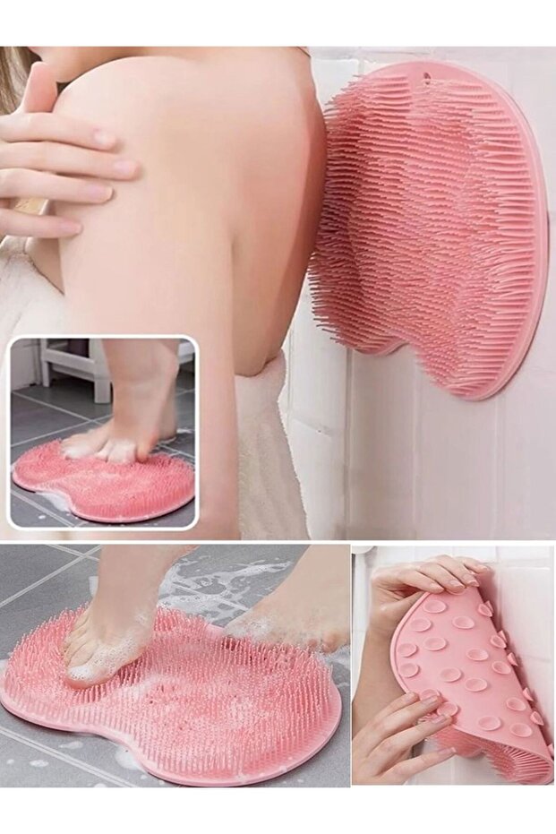 Bathroom with Suction Cup - Back Brush and Massage Mat Set