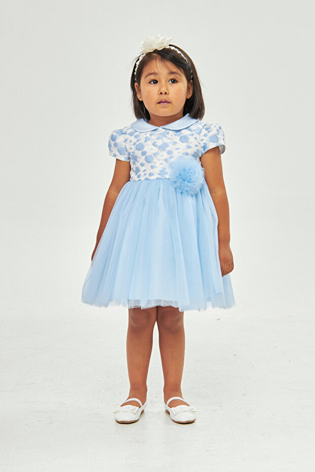 ROBASI FLOWERED TULLE BABY DRESS