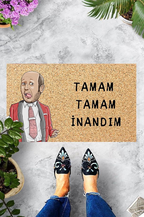 Dijital Baskılı Tamam Tamam İnandım İsmail Abi Desenli Dekoratif Kapı Önü Paspası - 3