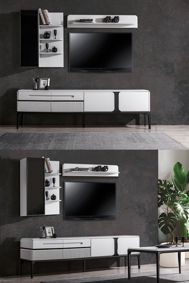 Nirvana Plus TV Ünitesi Seti Beyaz