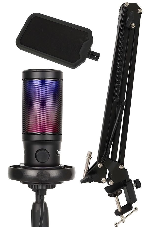 V6 RGB Set USB Oyuncu ve Yayıncı Mikrofonu Condenser Stüdyo - 4