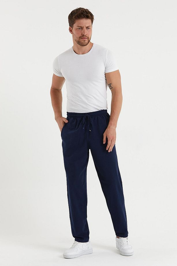 Erkek Lacivert Basic Relaxed Fit Jogger Pantolon - 4